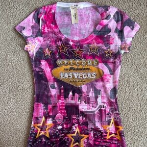 Vibrant Pink Las Vegas Graphic Tee